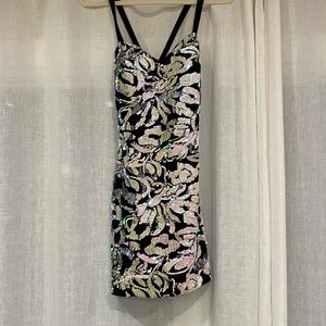 black velvet dress with iridescent sequins 🤍